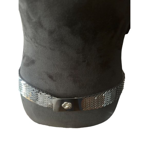 Vintage Silver Tone Fish Scale Stretchy Belt with Silver Buckle with Flower 34” - Picture 3 of 5